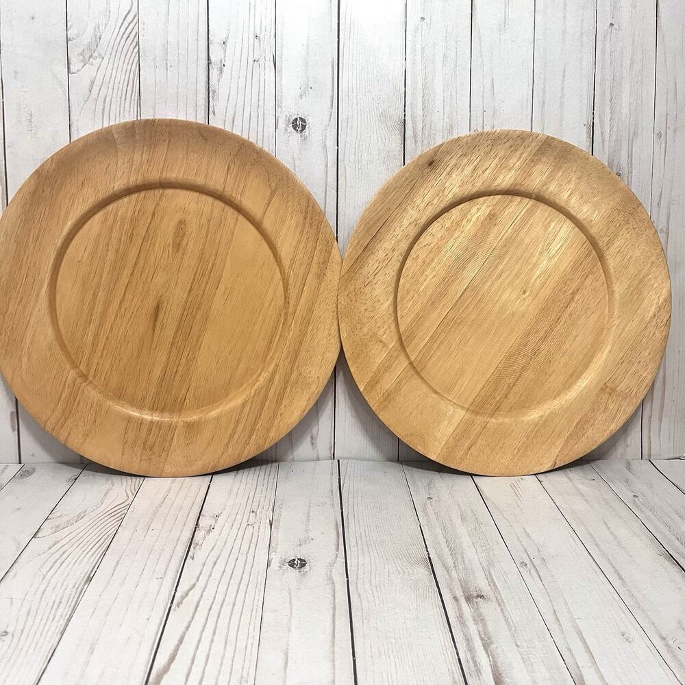 Set of 2 Vintage World Market Acacia Wood Serving Platters Made in Thailand